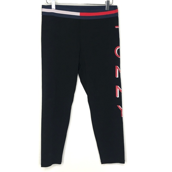 Tommy Hilfiger Pants - Tommy Hilfiger Sport Black Cropped Legging A060521